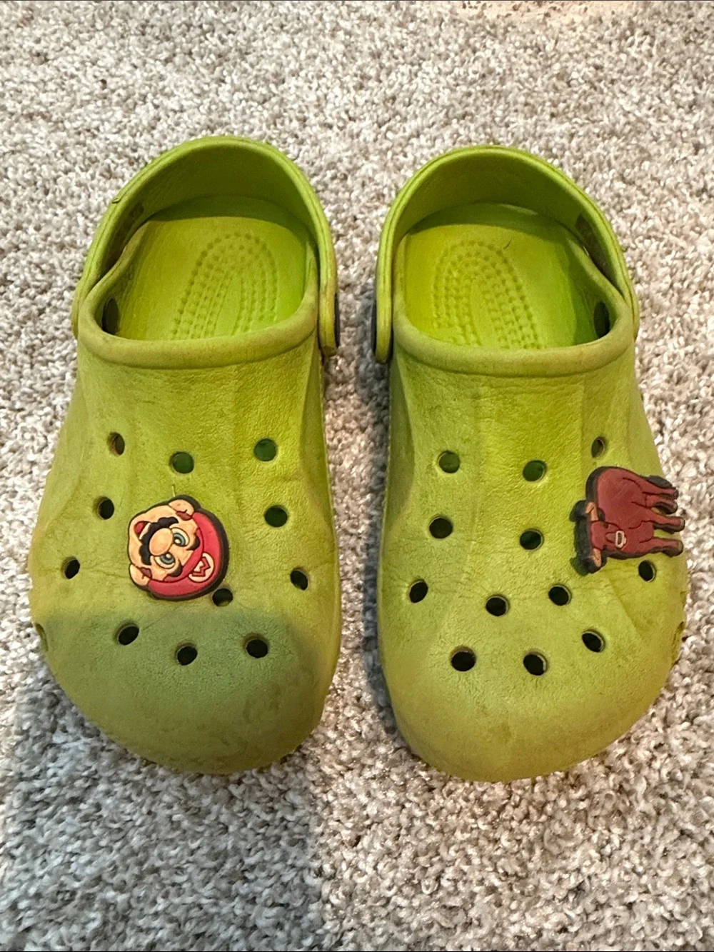 Kids Lime Green Crocs with Mario Charm